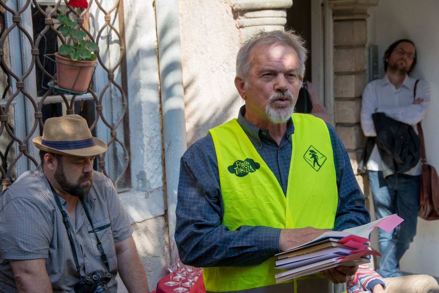 Edelman Jurinčič, 19. Forum Tomizza, Pesnik na cesti / Poeta in corso, dvorišče palače De Franceschi, Tumova 2, Koper / Capodistria, 17. 5. 2018 (foto Lado Jelen)