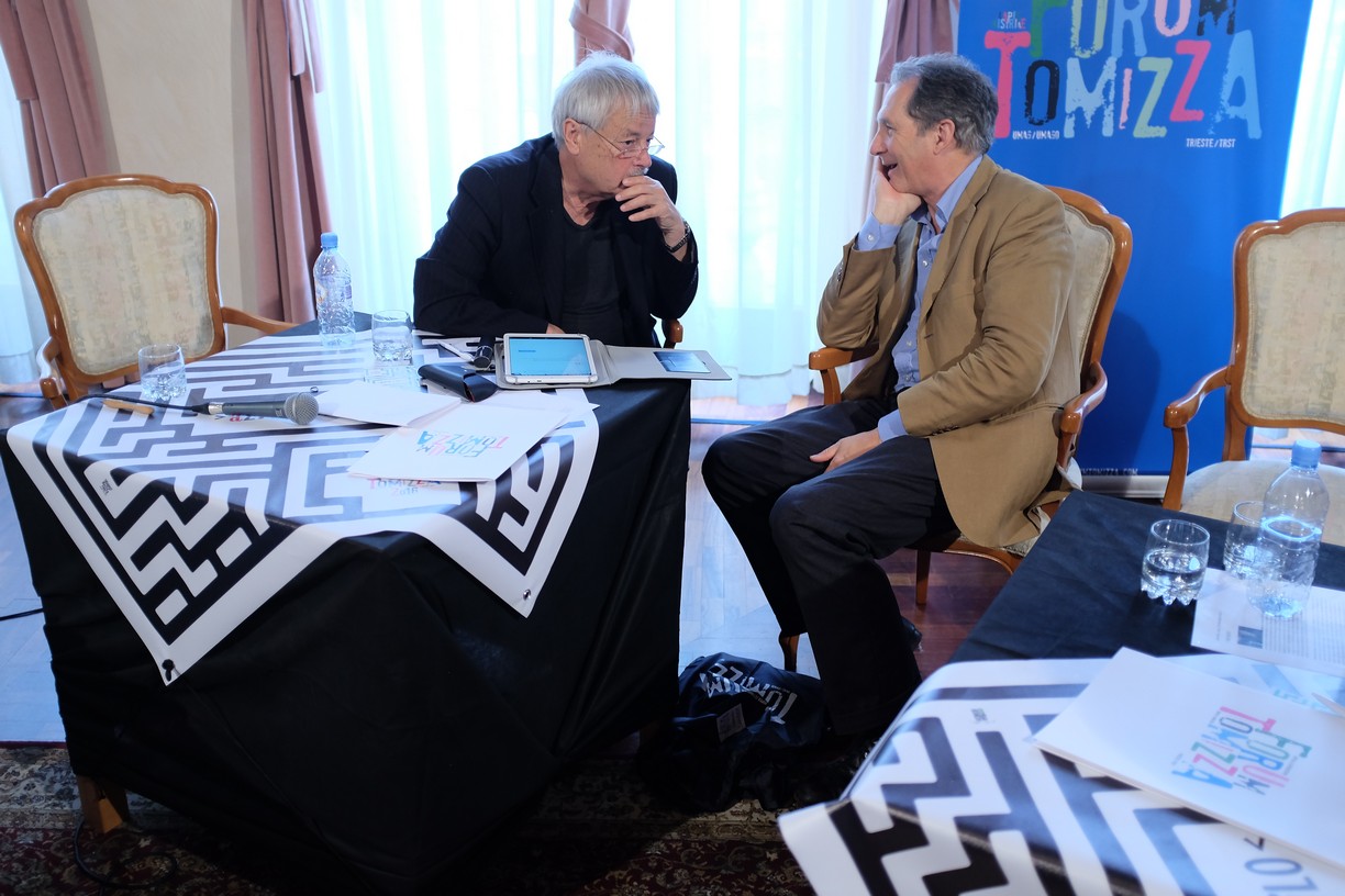 Slobodan Šnajder, Franco Però, Simpozij / Convegno, 19. Forum Tomizza, Palača Gravisi / Palazzo Gravisi, Skupnost Italijanov / Comunità degli Italiani „Santorio Santorio“, Koper / Capodistria, 17. 5. 2018 (foto Zaneto Paulin)